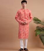 Orange men's kurta set