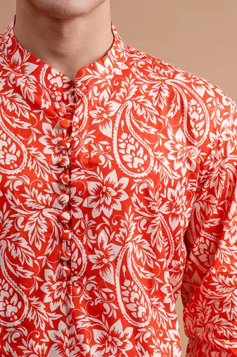 Orange men's kurta set