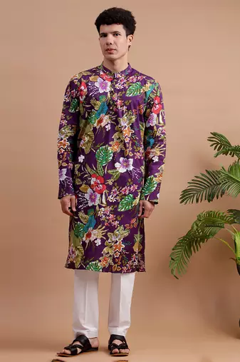 Purple men's kurta set