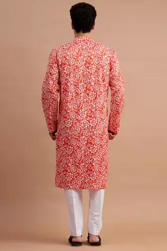 Orange men's kurta set