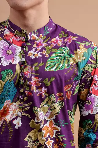 Purple men's kurta set