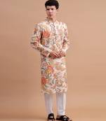 Beige men's kurta set