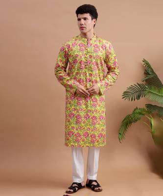 Yellow men's kurta set 1