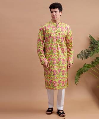 Yellow men's kurta set 2