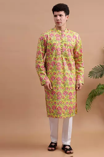 Yellow men's kurta set