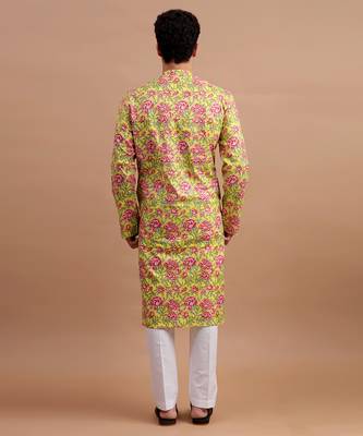 Yellow men's kurta set 4
