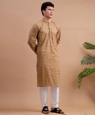 Green men's kurta set 1
