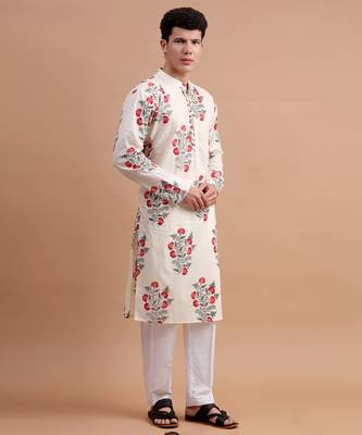 Off-white men's kurta set 4