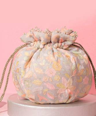 Flora round potli - grey 1