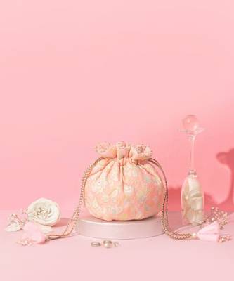 Flora round potli - peach 1