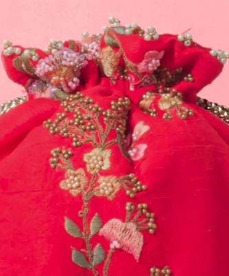 Athena embroidered round potli - red 1