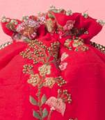 Athena embroidered round potli - red