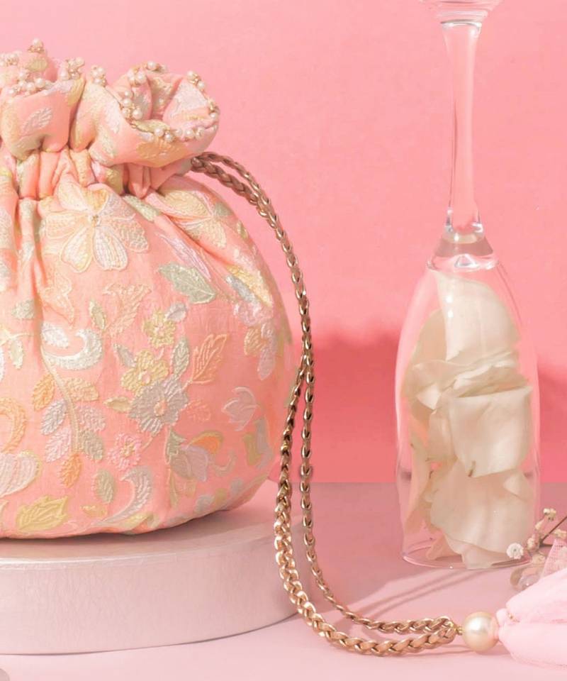 Flora round potli - peach