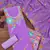 Purple georgette sequin & floral pattern multicolor thread work kurta bottom dupatta