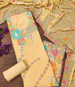 Beige georgette sequin & floral pattern multicolor thread work kurta bottom dupatta