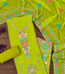 Georgette sequin & traditional pattern multicolor thread work kurta bottom dupatta