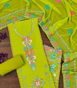 Georgette sequin & traditional pattern multicolor thread work kurta bottom dupatta