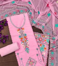 Georgette sequin & traditional pattern multicolor thread work kurta bottom dupatta