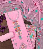 Georgette sequin & traditional pattern multicolor thread work kurta bottom dupatta