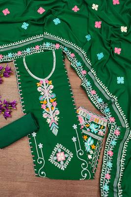 Georgette sequin & traditional pattern multicolor thread work kurta bottom dupatta 1