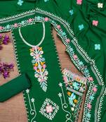 Georgette sequin & traditional pattern multicolor thread work kurta bottom dupatta