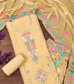 Georgette sequin & traditional pattern multicolor thread work kurta bottom dupatta