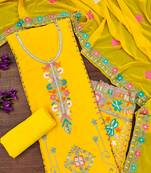 Georgette sequin & traditional pattern multicolor thread work kurta bottom dupatta