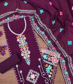 Georgette sequin & traditional pattern multicolor thread work kurta bottom dupatta