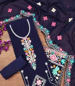 Georgette sequin & traditional pattern multicolor thread work kurta bottom dupatta