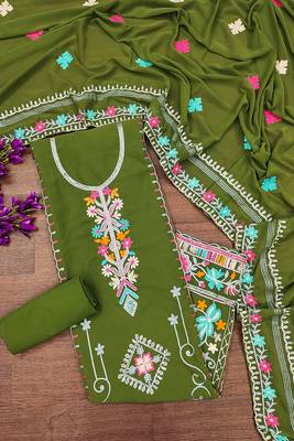 Georgette sequin & traditional pattern multicolor thread work kurta bottom dupatta 1