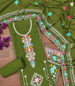 Georgette sequin & traditional pattern multicolor thread work kurta bottom dupatta