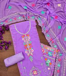 Georgette sequin & traditional pattern multicolor thread work kurta bottom dupatta