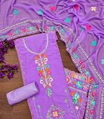 Georgette sequin & traditional pattern multicolor thread work kurta bottom dupatta