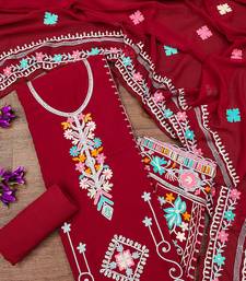 Georgette sequin & traditional pattern multicolor thread work kurta bottom dupatta