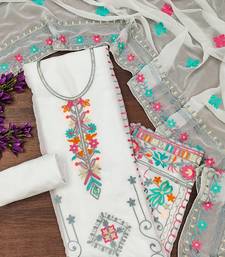 Georgette sequin & traditional pattern multicolor thread work kurta bottom dupatta