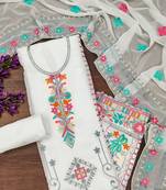 Georgette sequin & traditional pattern multicolor thread work kurta bottom dupatta