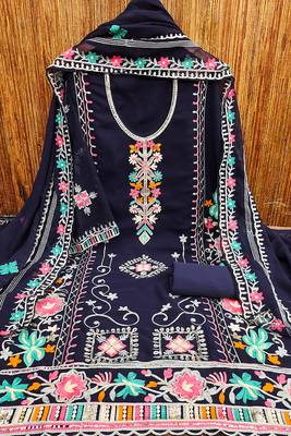 Georgette sequin & traditional pattern multicolor thread work kurta bottom dupatta 2
