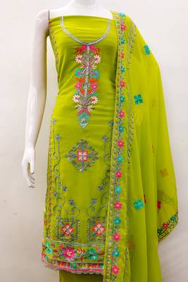 Georgette sequin & traditional pattern multicolor thread work kurta bottom dupatta 3