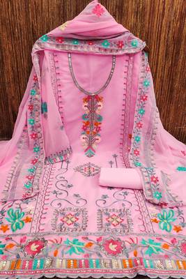 Georgette sequin & traditional pattern multicolor thread work kurta bottom dupatta 2