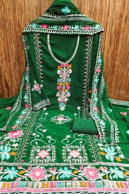 Georgette sequin & traditional pattern multicolor thread work kurta bottom dupatta 2
