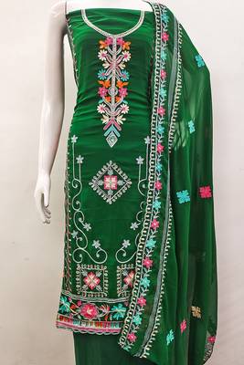 Georgette sequin & traditional pattern multicolor thread work kurta bottom dupatta 3