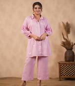 Pink embroidered coord set