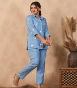 Blue embroidered coord set