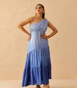 Blue cascade dress