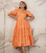Orange embroidered dress