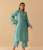 Aqua blue iris tunic set