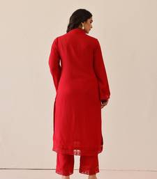 Crimson red iris tunic set