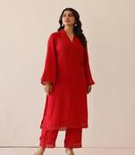 Crimson red iris tunic set