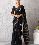 Lucia handblock printed mul-mul saree