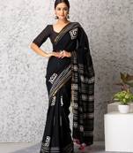 Diona handblock printed mul-mul saree